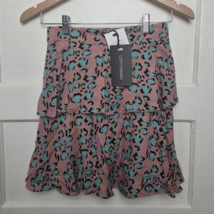 SMALL - Lofty Manner, Ruffled Skirt, Quinty pink blue NWT B63